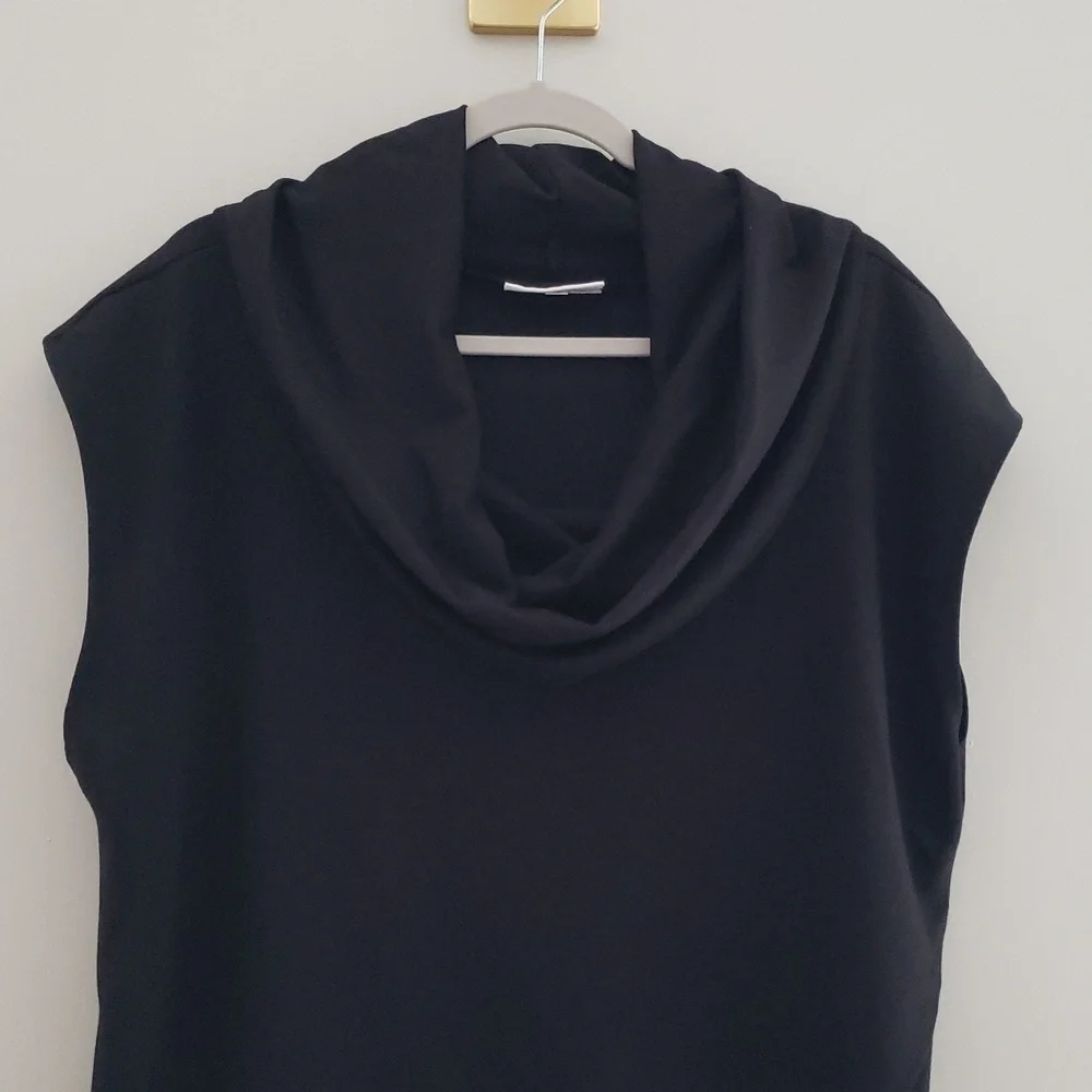 Bryn Walker Women Lavinia Tunic Top Medium Black Cowl Neck Lagenlook Minimalist - Picture 2 of 15